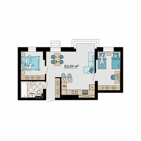 Квартира 53,6 м², 3-комнатная - изображение 1