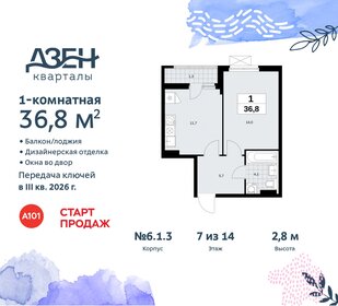 36,8 м², 1-комнатная квартира 11 123 971 ₽ - изображение 6