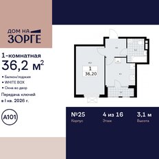 Квартира 36,2 м², 1-комнатная - изображение 3