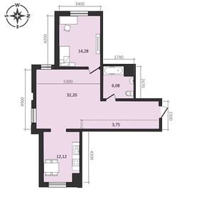 Квартира 68,4 м², 1-комнатная - изображение 1