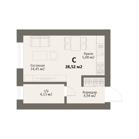28,5 м², квартира-студия 3 764 640 ₽ - изображение 34