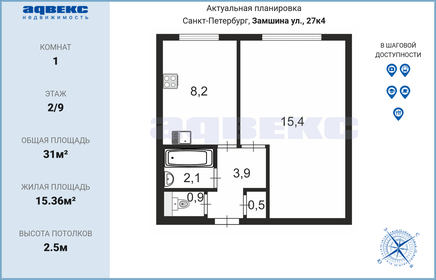 30 м², 1-комнатная квартира 4 900 000 ₽ - изображение 24