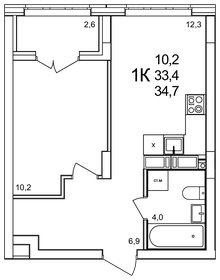 25,3 м², 1-комнатная квартира 5 392 420 ₽ - изображение 22