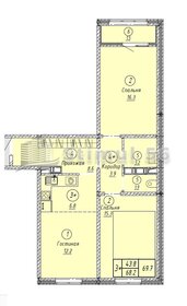 Квартира 69,8 м², 3-комнатная - изображение 1