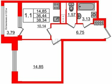 39,4 м², 1-комнатная квартира 14 000 159 ₽ - изображение 97