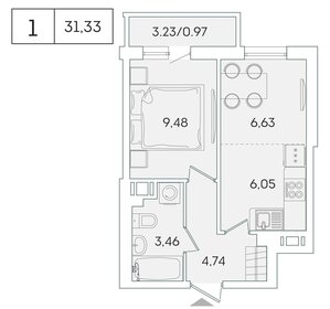 Квартира 31,3 м², 1-комнатная - изображение 1