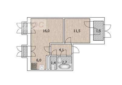 43,4 м², 2-комнатная квартира 6 500 000 ₽ - изображение 29