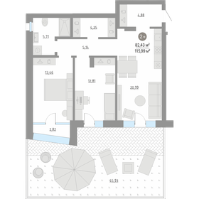 Квартира 67,2 м², 2-комнатная - изображение 1