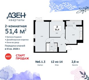 51,4 м², 2-комнатная квартира 14 402 303 ₽ - изображение 1