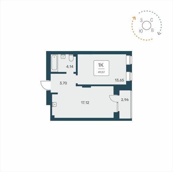 41,6 м², 1-комнатная квартира 5 900 000 ₽ - изображение 1