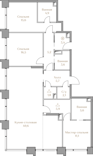 131 м², 3-комнатная квартира 260 268 000 ₽ - изображение 37