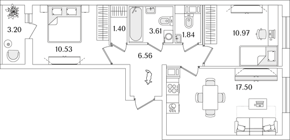 54 м², 2-комнатная квартира 13 027 221 ₽ - изображение 69