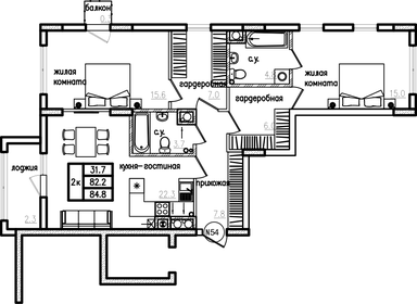 82,5 м², 2-комнатная квартира 11 000 000 ₽ - изображение 83