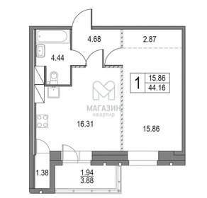 Квартира 46,1 м², 1-комнатная - изображение 1