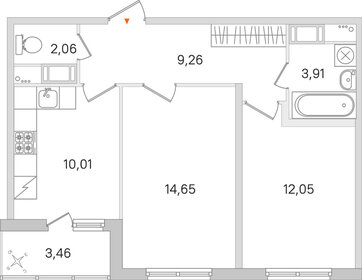 Квартира 53,7 м², 2-комнатная - изображение 1