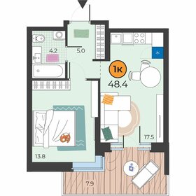 45 м², 1-комнатная квартира 7 300 000 ₽ - изображение 66