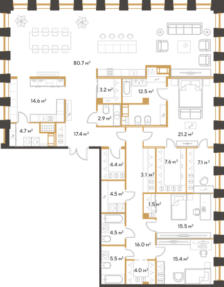 246,3 м², 3-комнатная квартира 95 096 432 ₽ - изображение 19