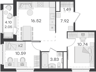 102,4 м², 2-комнатная квартира 24 800 000 ₽ - изображение 94