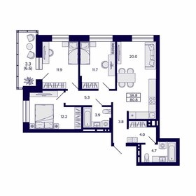 80,8 м², 3-комнатная квартира 8 170 000 ₽ - изображение 12