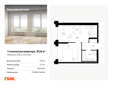 35,2 м², 1-комнатная квартира 12 300 000 ₽ - изображение 55