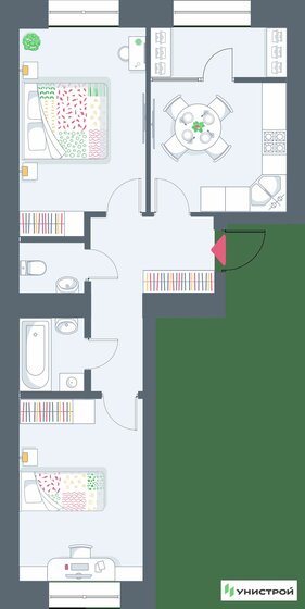 53,7 м², 2-комнатная квартира 12 879 000 ₽ - изображение 1