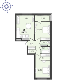 59,6 м², 2-комнатная квартира 7 387 155 ₽ - изображение 71