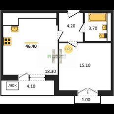 Квартира 46,4 м², 1-комнатная - изображение 2