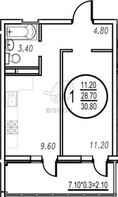 Квартира 30,8 м², 1-комнатная - изображение 1