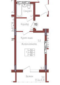 28,5 м², 1-комнатная квартира 4 121 113 ₽ - изображение 4