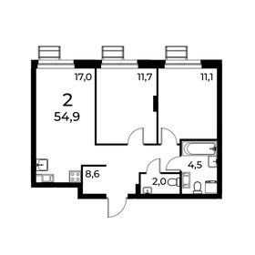 Квартира 54,9 м², 2-комнатная - изображение 1