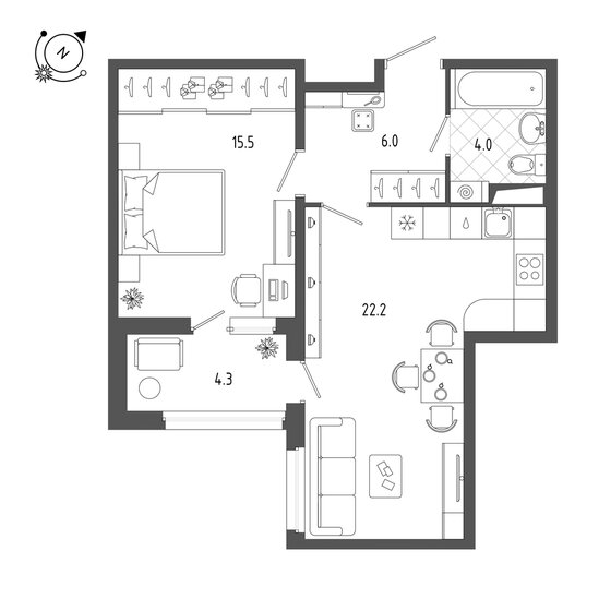50 м², 1-комнатная квартира 19 342 632 ₽ - изображение 26