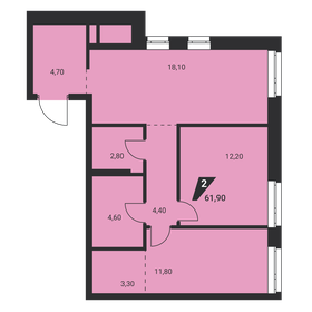 59,2 м², 2-комнатная квартира 8 600 000 ₽ - изображение 69