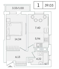 37,1 м², 1-комнатная квартира 6 494 250 ₽ - изображение 20