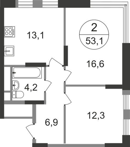 53,1 м², 2-комнатная квартира 13 931 058 ₽ - изображение 7
