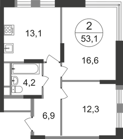 51,3 м², 2-комнатная квартира 14 300 000 ₽ - изображение 44