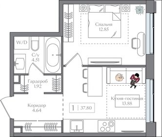 14 м², квартира-студия 6 900 000 ₽ - изображение 110