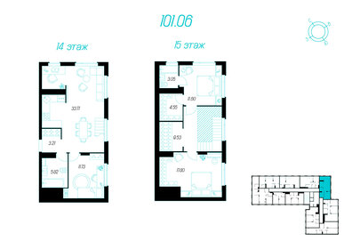 Квартира 101,1 м², 3-комнатная - изображение 1