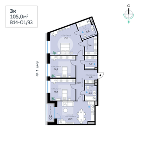 113,7 м², 3-комнатная квартира 55 167 240 ₽ - изображение 14