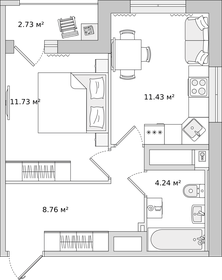 34 м², 1-комнатная квартира 5 999 000 ₽ - изображение 79