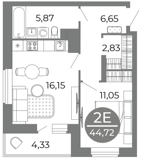 44,7 м², 2-комнатная квартира 5 746 771 ₽ - изображение 1