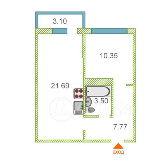 44,2 м², 1-комнатная квартира 5 800 000 ₽ - изображение 10