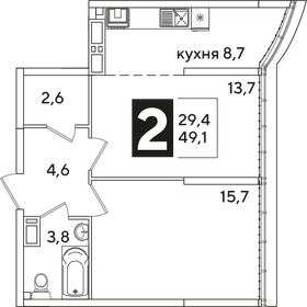 50,2 м², 2-комнатная квартира 8 840 220 ₽ - изображение 18