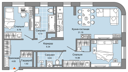 65,9 м², 3-комнатная квартира 5 931 000 ₽ - изображение 47