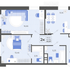 Квартира 65,9 м², 2-комнатная - изображение 4