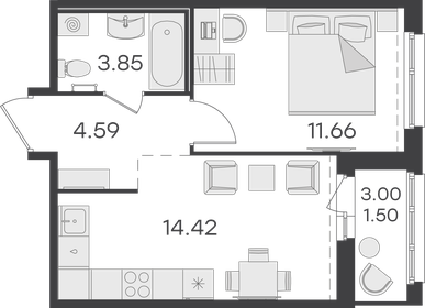 36,5 м², 1-комнатная квартира 7 299 999 ₽ - изображение 39