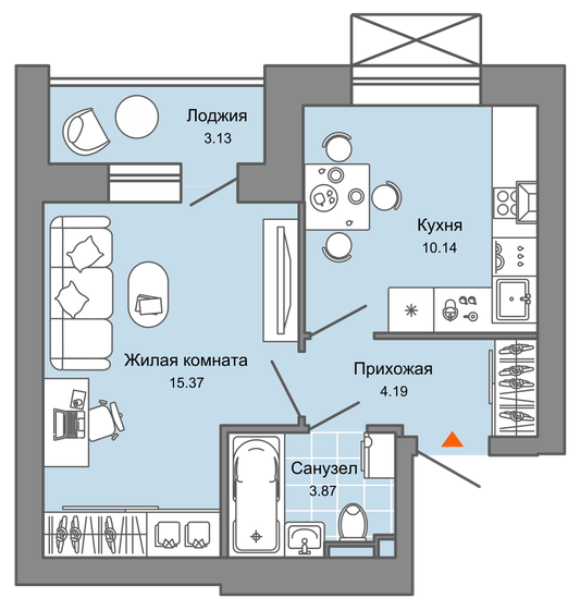 35 м², 1-комнатная квартира 5 216 805 ₽ - изображение 1