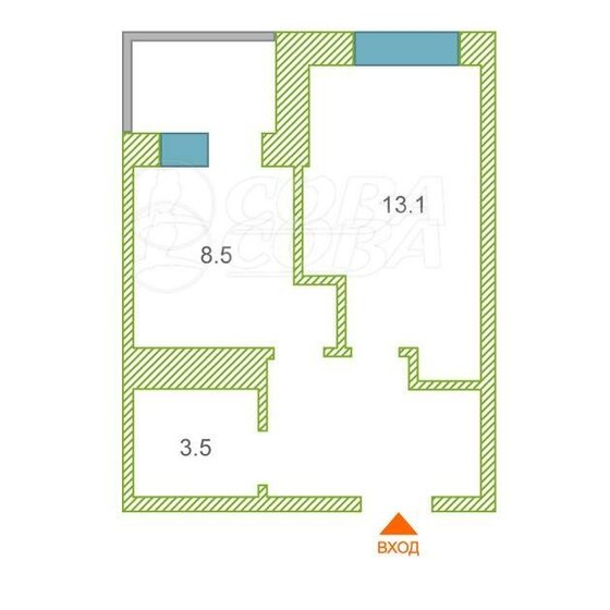 36 м², 1-комнатная квартира 4 500 000 ₽ - изображение 1