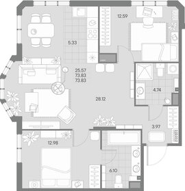 Квартира 73,8 м², 2-комнатная - изображение 1