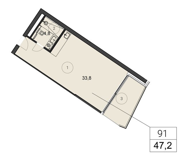 47,2 м², 1-комнатные апартаменты 89 680 000 ₽ - изображение 1