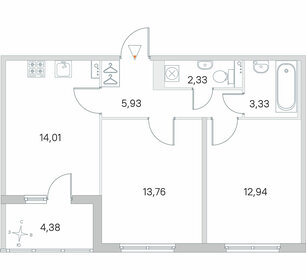 Квартира 54,5 м², 2-комнатная - изображение 1